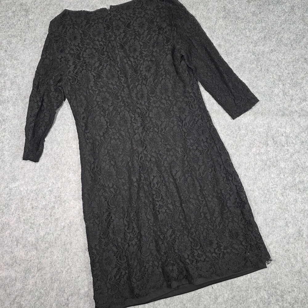 Dana Buchman Little Black Dress Lace sz 12 Floral Cocktail Whimsigoth Romance - Picture 4 of 7